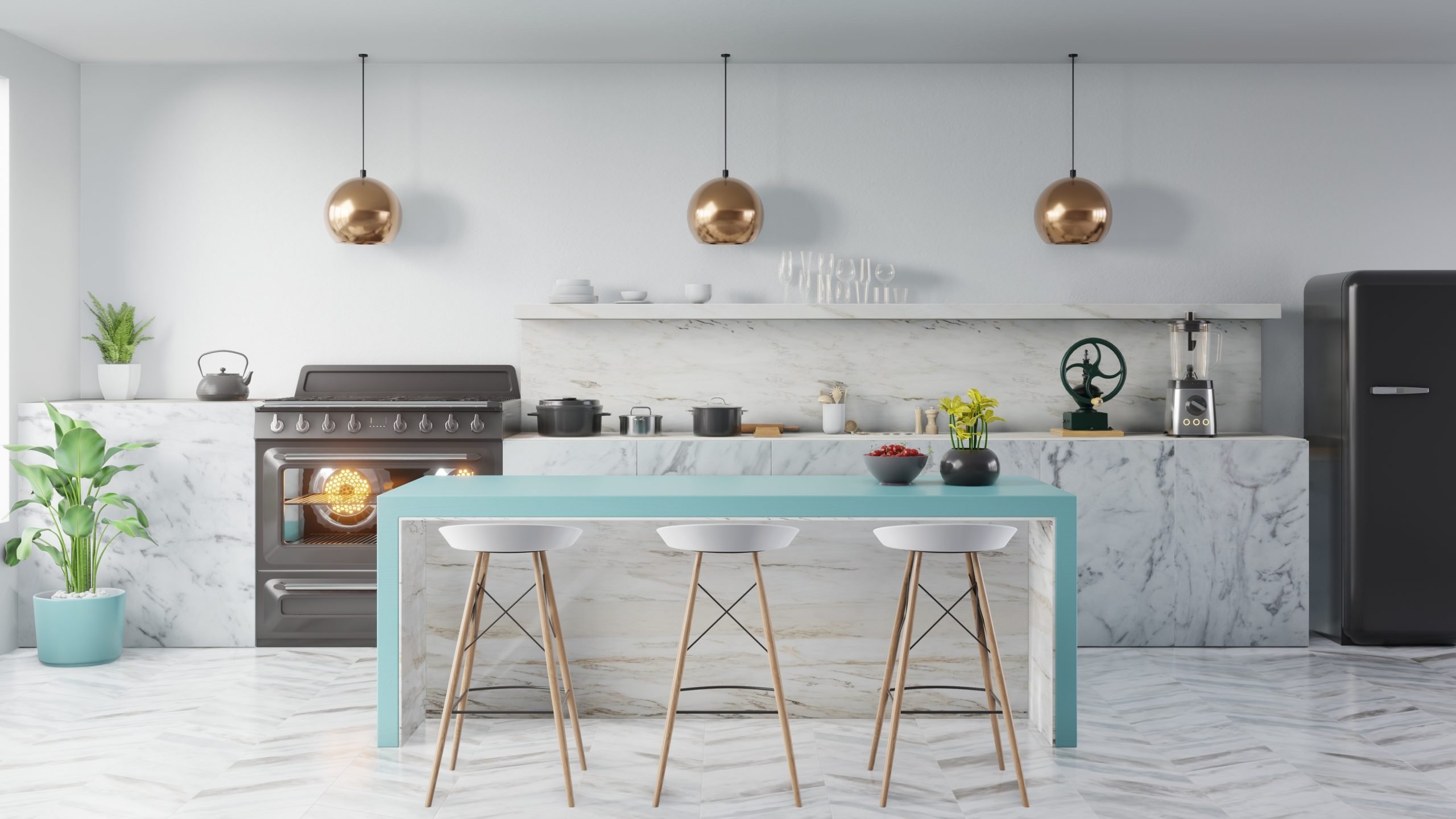 kitchen interior concept .3d render